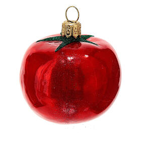 Tomate rouge décoration sapin Noël verre soufflé