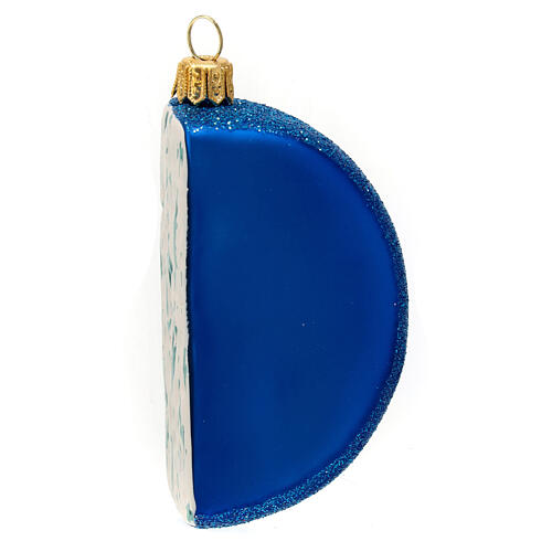 Queijo azul enfeite para árvore de Natal vidro soprado 5