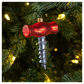 Corkscrew, blown glass Christmas tree decoration