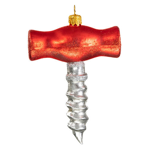 Corkscrew, blown glass Christmas tree decoration 1