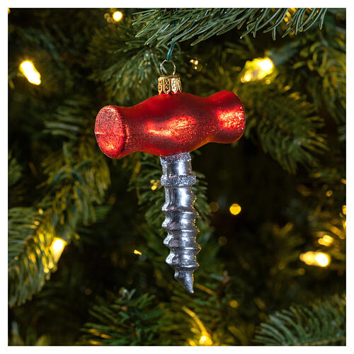 Corkscrew Christmas tree ornament in blown glass 2