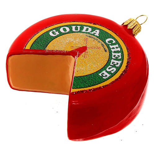 Gouda cheese Christmas tree ornament blown glass 3