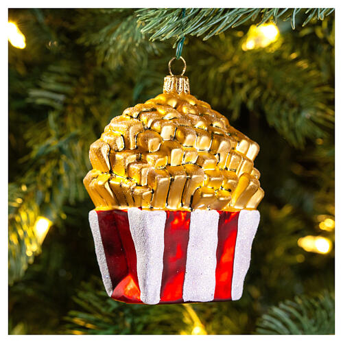 French fries Christmas tree ornament in blown glass 2