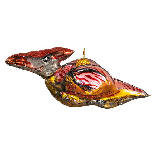 Pterodactyl Christmas tree ornament red blown glass 1