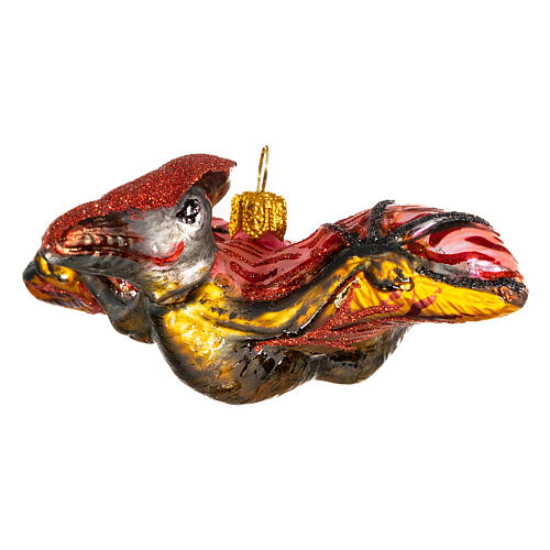 Pterodactyl Christmas tree ornament red blown glass 3