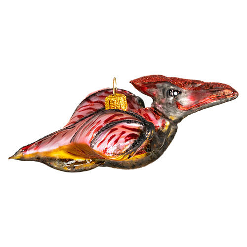 Pterodactyl Christmas tree ornament red blown glass 5