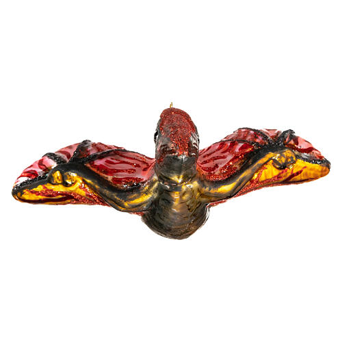 Pterodactyl Christmas tree ornament red blown glass 6