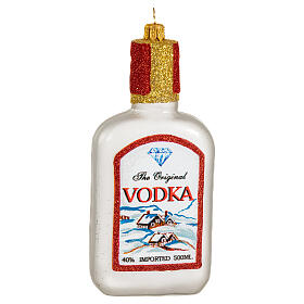 Vodka bottle, Christmas tree decoration, blown glass
