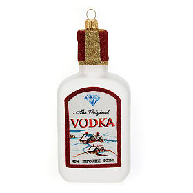 Bouteille de Vodka décoration sapin Noël verre soufflé