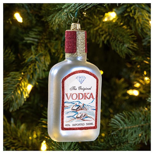Bottiglia Vodka decorazioni albero Natale vetro soffiato 2