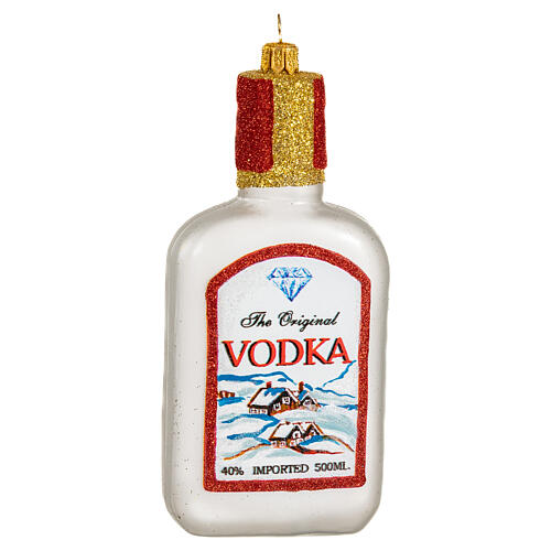 Garrafa de Vodka enfeite árvore de Natal vidro soprado 1