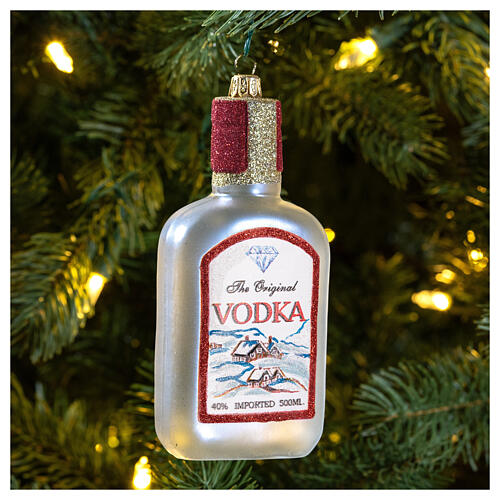 Vodka bottle Christmas tree ornament in blown glass 2