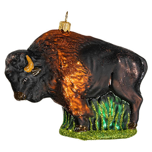 American bison, Christmas tree decoration, blown glass 1