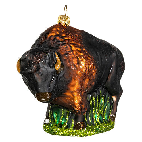 American bison Christmas tree ornament in blown glass 3