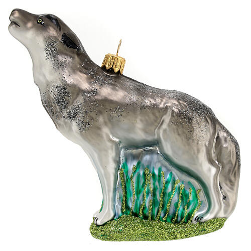 Howling wolf, Christmas tree decoration, blown glass 1