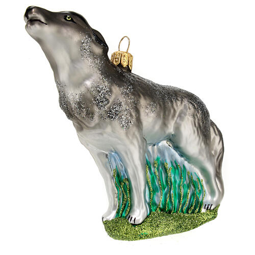 Howling wolf, Christmas tree decoration, blown glass 3