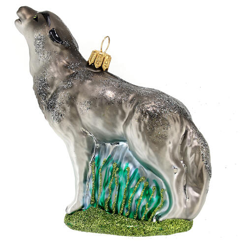 Howling wolf, Christmas tree decoration, blown glass 5