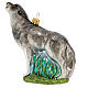 Howling wolf Christmas tree ornament in blown glass s5