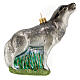 Howling wolf Christmas tree ornament in blown glass s7