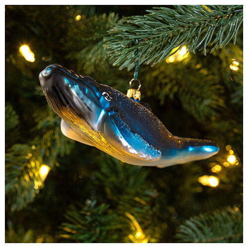 Humpback whale, blown glass Christmas tree decoration 2