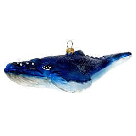 Humpback whale Christmas tree ornament in blown glass