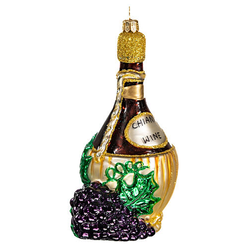 Bottle of Chianti, blown glass Christmas tree decoration 3