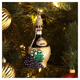Bouteille de Chianti décoration pour sapin de Noël verre soufflé