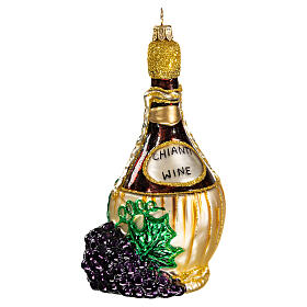 Bottiglia Chianti decorazioni albero Natale vetro soffiato