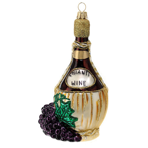 Chianti bottle Christmas tree ornament in blown glass online sales on