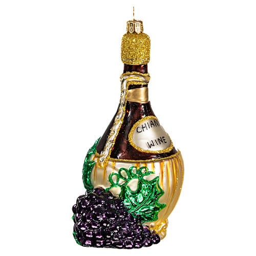 Chianti bottle Christmas tree ornament in blown glass 3