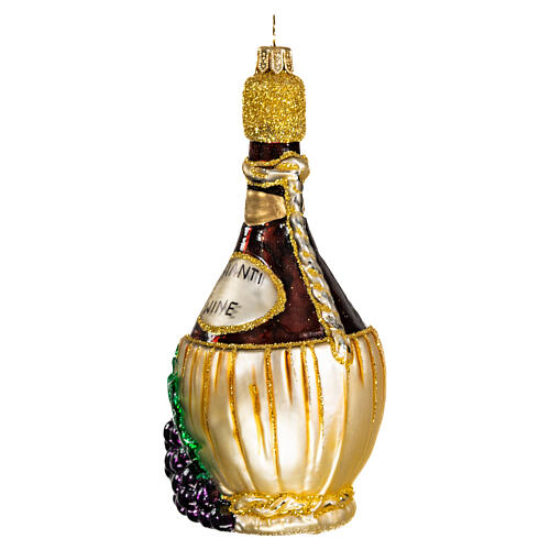 Chianti bottle Christmas tree ornament in blown glass 4