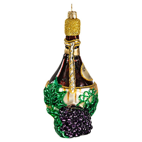 Chianti bottle Christmas tree ornament in blown glass 5