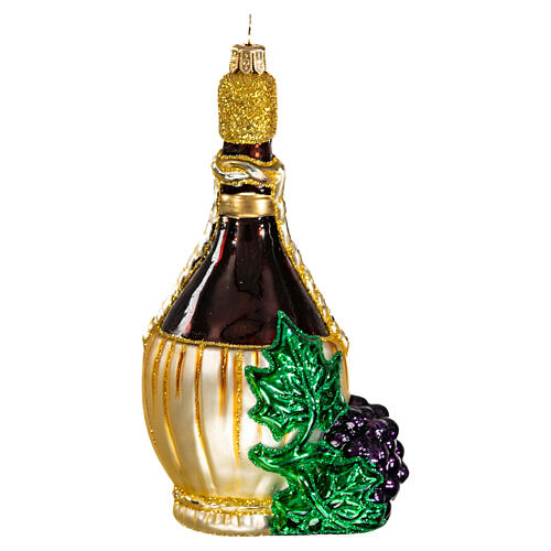 Chianti bottle Christmas tree ornament in blown glass 6