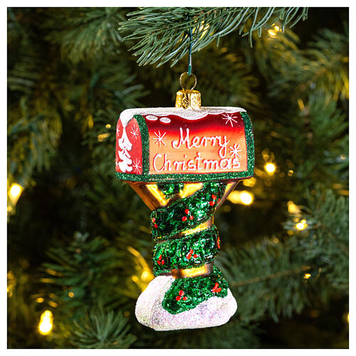 Cassetta lettere decorazioni albero Natale vetro soffiato 2