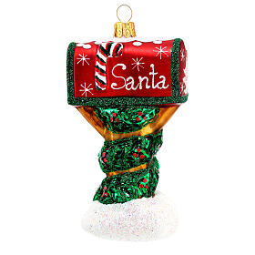 Santa letterbox Christmas tree decoration in blown glass