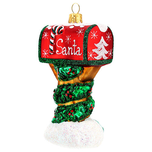 Santa letterbox Christmas tree decoration in blown glass 3