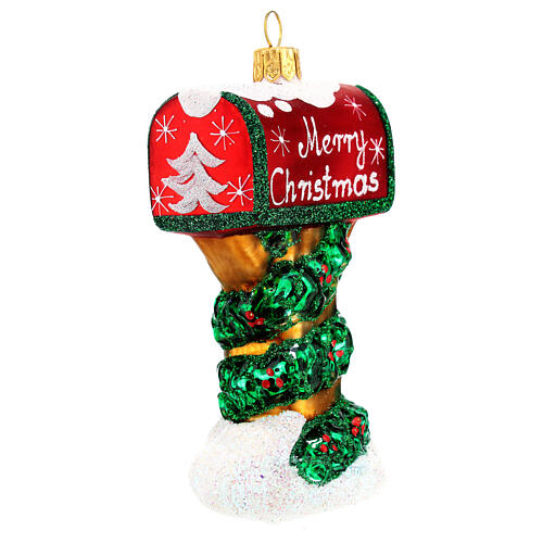 Santa letterbox Christmas tree decoration in blown glass 4