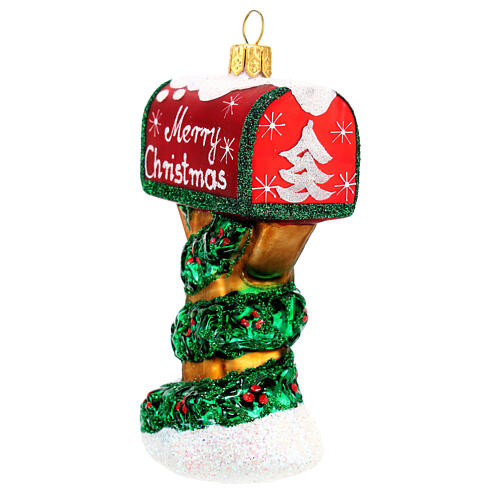 Santa letterbox Christmas tree decoration in blown glass 6