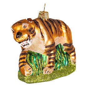 Saber-tooth tiger, blown glass Christmas tree decoration