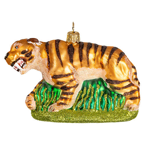 Tigre à dents de sabre décoration pour sapin de Noël verre soufflé 3