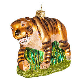 Tygrys szablozębny dekoracja na choinkę szkło dmuchane