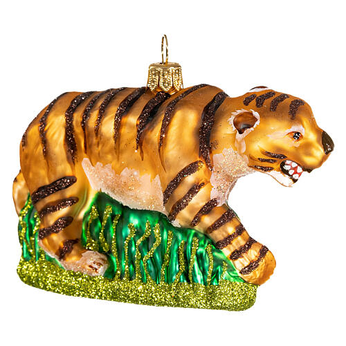 Tigre-dentes-de-sabre enfeite árvore de Natal vidro soprado 4