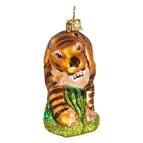 Tigre-dentes-de-sabre enfeite árvore de Natal vidro soprado 6