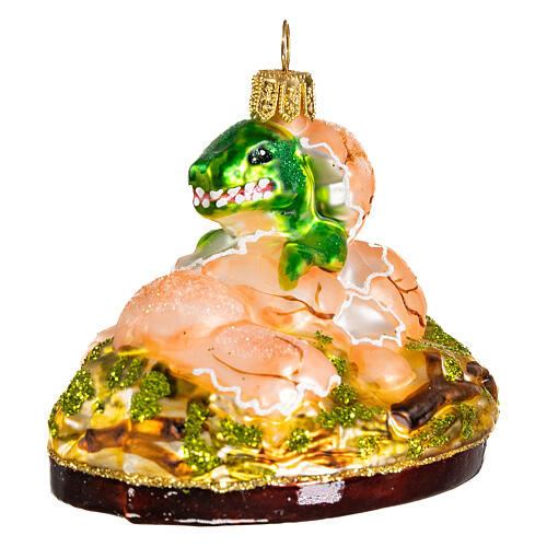 Nid oeufs de dinosaure décoration sapin Noël verre soufflé 3