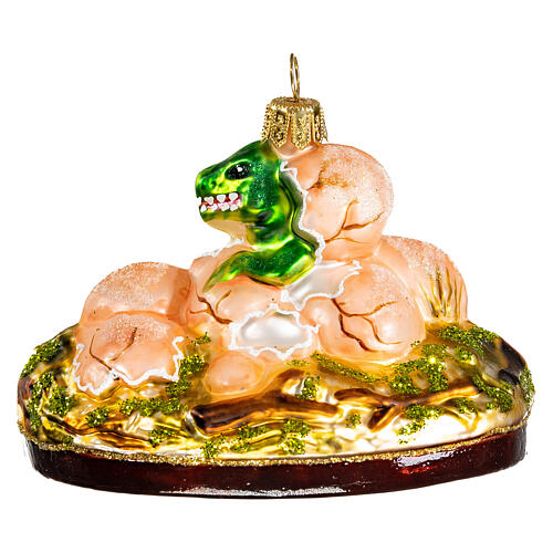 Nid oeufs de dinosaure décoration sapin Noël verre soufflé 5