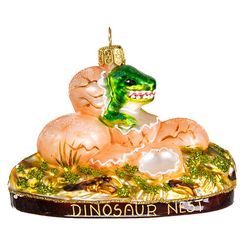 Dinosaur eggs nest Christmas ornament blown glass 1