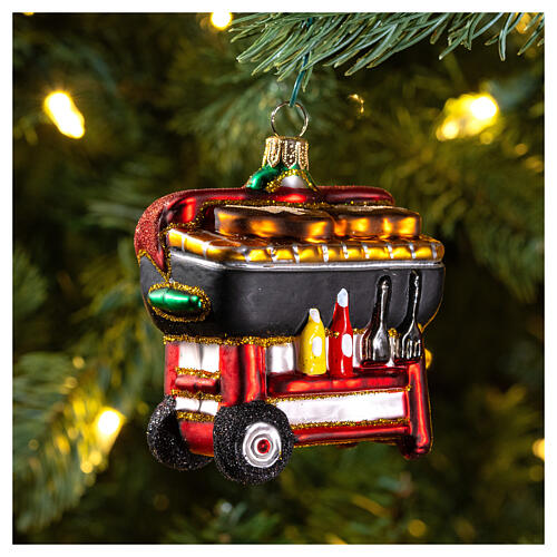 BBQ grill Christmas ornament blown glass 2