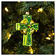 Green Celtic cross, Christmas tree decoration, blown glass s2