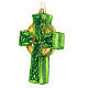 Green Celtic cross, Christmas tree decoration, blown glass s3