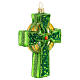 Green Celtic cross, Christmas tree decoration, blown glass s6